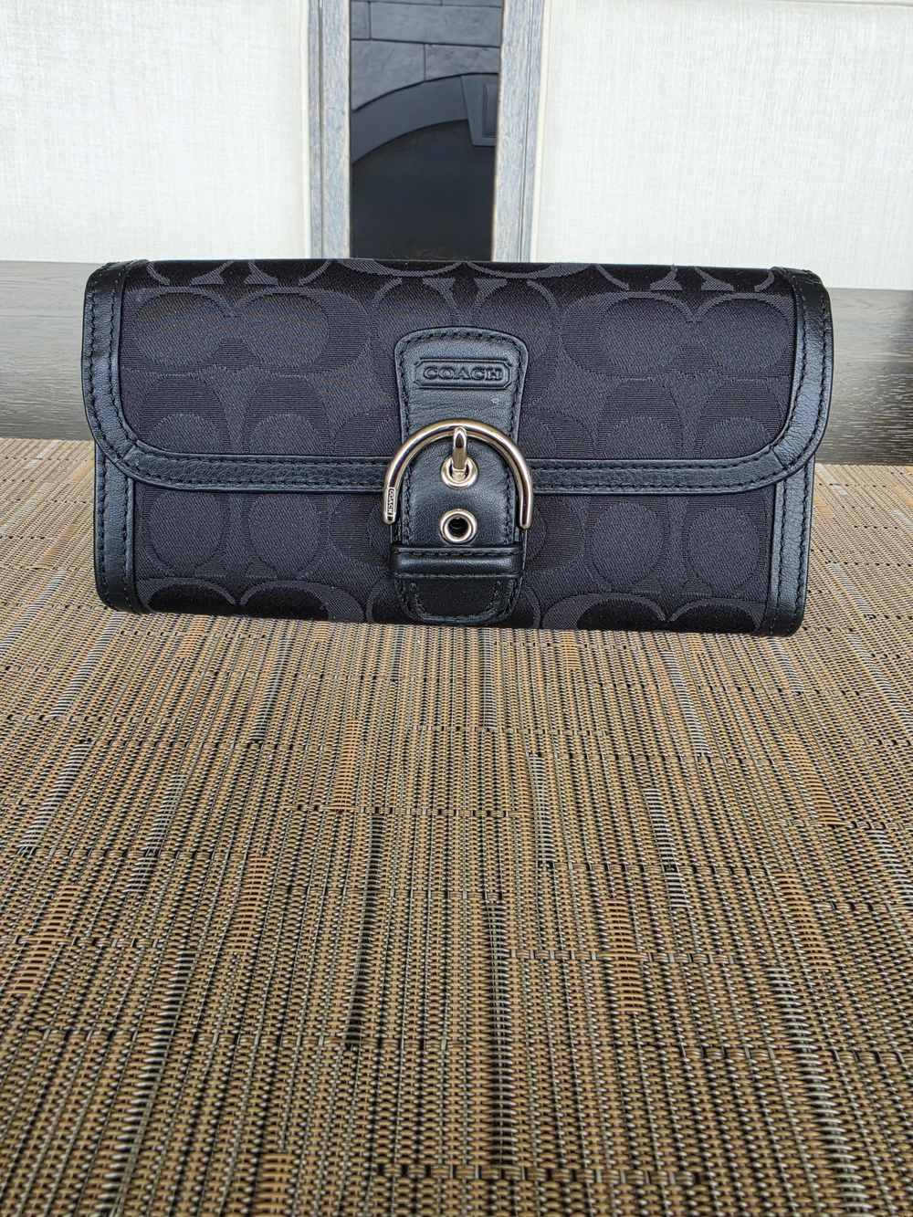 Coach Black Signature Canvas Wallet Clutch